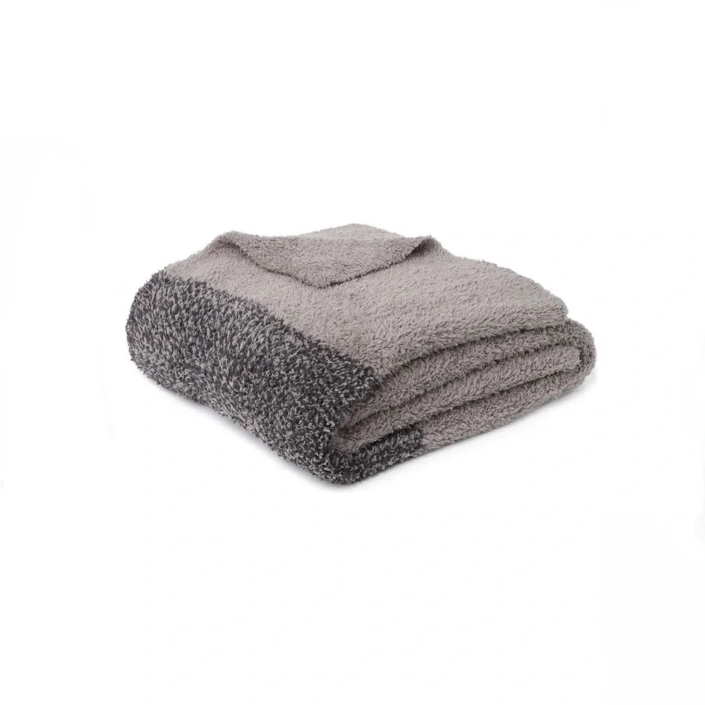 NWT Barefoot Dreams cozychic heathered stripe throw in warm gray/carbon